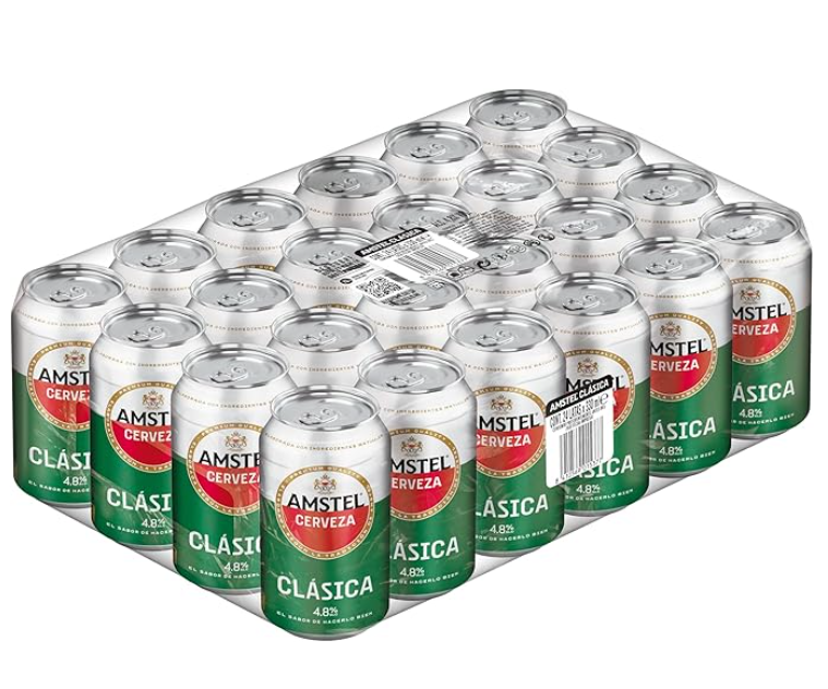 Amstel Clásica Beer Lager, Pack 24 cans x 33 cl