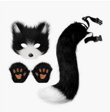 Black & White Therian Cat Costume, 3-Piece Cosplay Pack