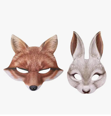 Cosplay Fox & Rabbit Mask Pack, 2 Premium Pieces