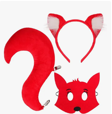 Red Fox Costume Pack 3, Ears, Tail and Cosplay Mask