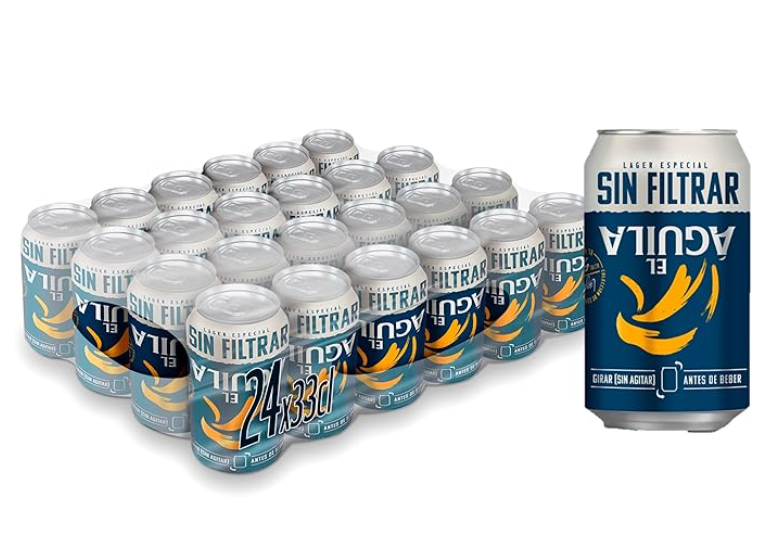 El Águila Sin Filtrar Beer Lager Especial, Pack 24 cans x 33 cl
